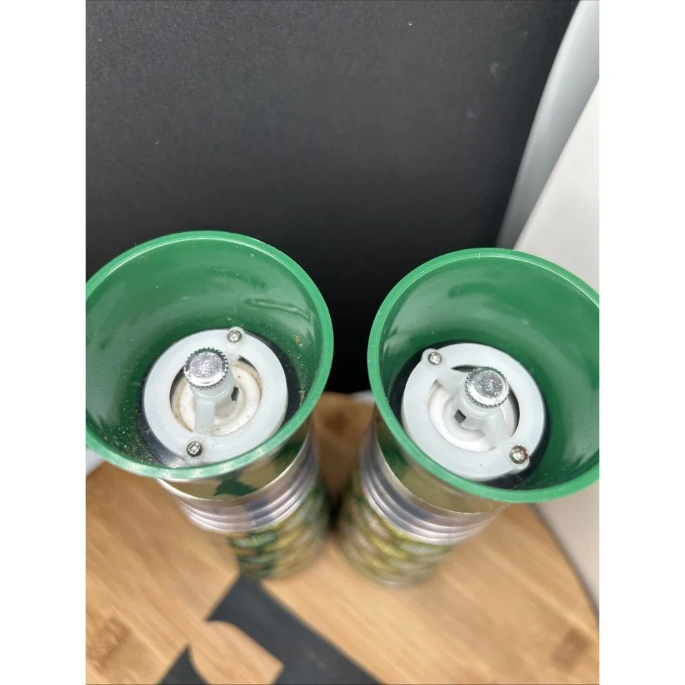 Salt &‎ Pepper Grinder Set Green Push Button Acrylic Stainless Battery Power